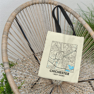 Chichester, West Sussex Stadsplattegrond Boodschap Tote Bag