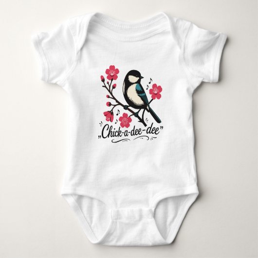 Chick-a-dee-dee-dee mezenogelroep romper (Voorkant)