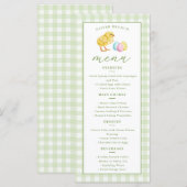 Chick And Pastel Eggs Green Gingham Easter Brunch Menu (Voorkant / Achterkant)