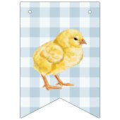 Chick And Pastel Eggs Happy Easter Blue Gingham Vlaggetjes (Tweede vlag)