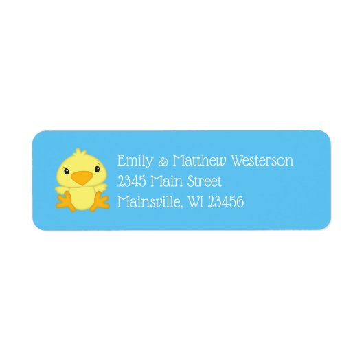 Chick Baby shower Blue Etiket (Voorkant)