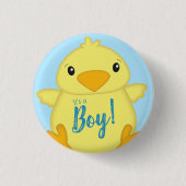 Chick Baby shower Blue Ronde Button 3,2 Cm (Voorkant)