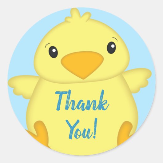 Chick Baby shower Blue Ronde Sticker (Voorkant)