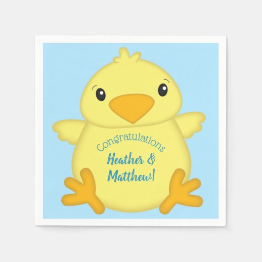 Chick Baby shower Blue Servet (Voorkant)