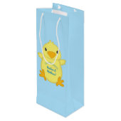 Chick Baby shower Blue Wijn Cadeautas (Achterkant Gekanteld)