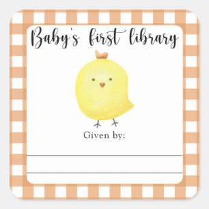Chick Baby shower boekenplank - baby's eerste bibl Vierkante Sticker