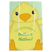 Chick Baby shower Green Medium Cadeauzakje (Achterkant)