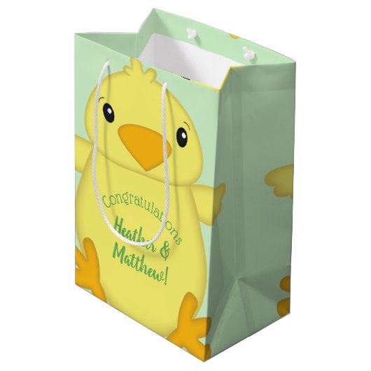 Chick Baby shower Green Medium Cadeauzakje (Achterkant Gekanteld)