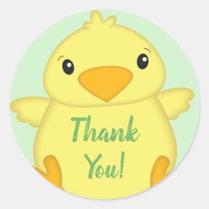 Chick Baby shower Green Ronde Sticker