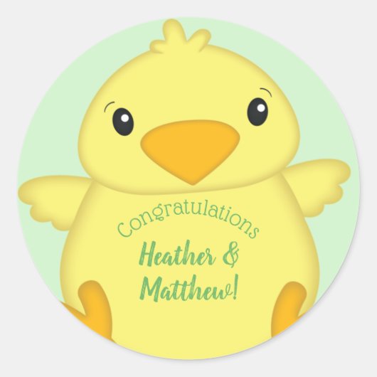 Chick Baby shower Green Ronde Sticker (Voorkant)