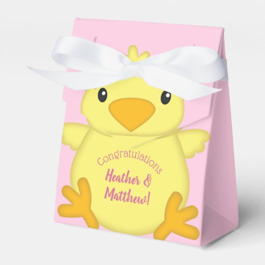Chick Baby shower Roze Bedankdoosjes (Voorkant Zijde)