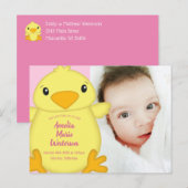Chick Baby shower Roze Briefkaart (Voorkant / Achterkant)