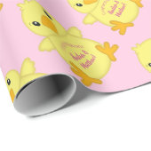 Chick Baby shower Roze Cadeaupapier (Rol Hoek)
