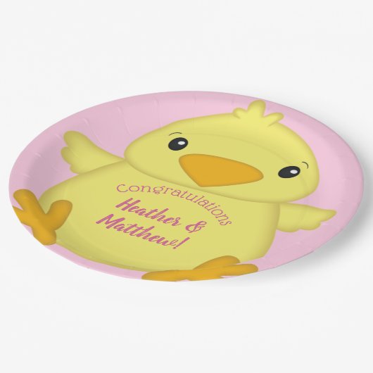Chick Baby shower Roze Papieren Bordje (Gekanteld)