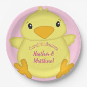 Chick Baby shower Roze Papieren Bordje (Voorkant)