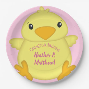 Chick Baby shower Roze Papieren Bordje
