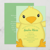 Chick Birthday Party Green Kaart (Voorkant / Achterkant)