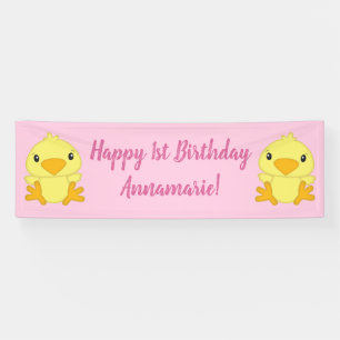 Chick Birthday Party Pink Spandoek