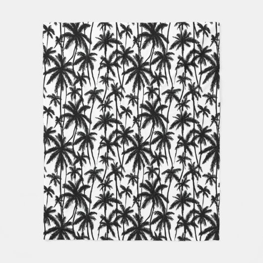 Chick Black + White Palm Tree Patroon Fleece Deken (Voorkant)