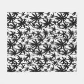 Chick Black + White Palm Tree Patroon Fleece Deken (Voorkant (Horizontaal))