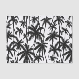 Chick Black + White Palm Tree Patroon Tissuepapier