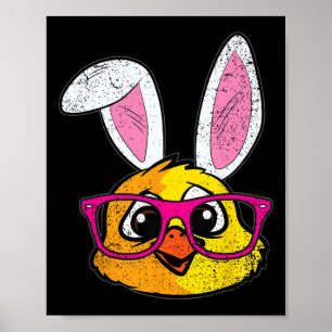 Chick Bunny Ears Schattige Boerderij Animal Spring Poster