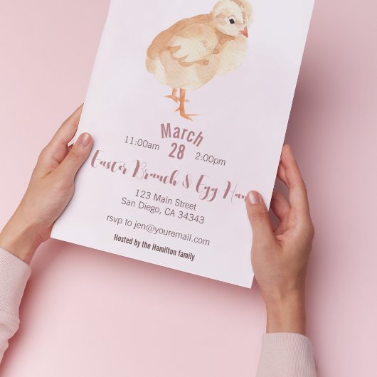 Chick Easter Brunch & Egg Hunt Invitation Kaart