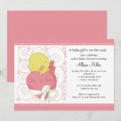 Chick het is een meisje Baby shower Kaart (Voorkant / Achterkant)