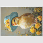 Chick in Blue Floral Pet Spring Crafts Decoupage Tissuepapier (Voorkant)