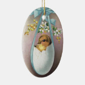 Chick in Dangling Eggshell  Pasen Keramisch Ornament (Rechts)