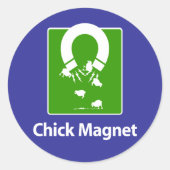 Chick Magnet Blauw BG Ronde Sticker (Voorkant)