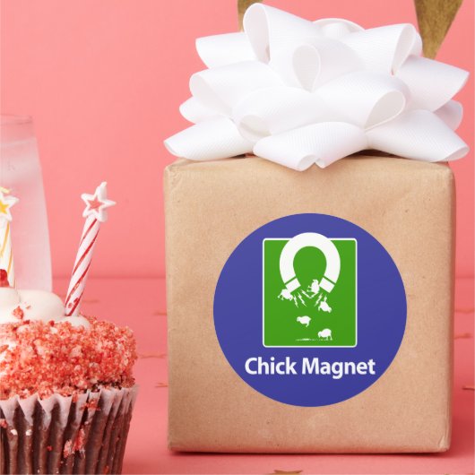 Chick Magnet Blauw BG Ronde Sticker (Feest)