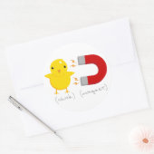 Chick Magnet. Ronde Sticker (Envelop)