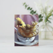 Chick op een theekopje briefkaart (Staand voorkant)