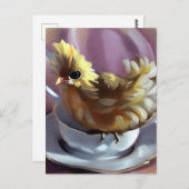 Chick op een theekopje briefkaart (Voorkant / Achterkant)