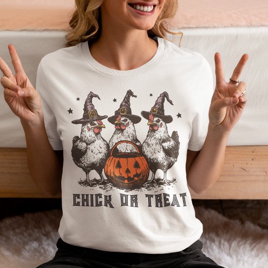 Chick or Treat Chicken Halloween Tri-Blend Shirt