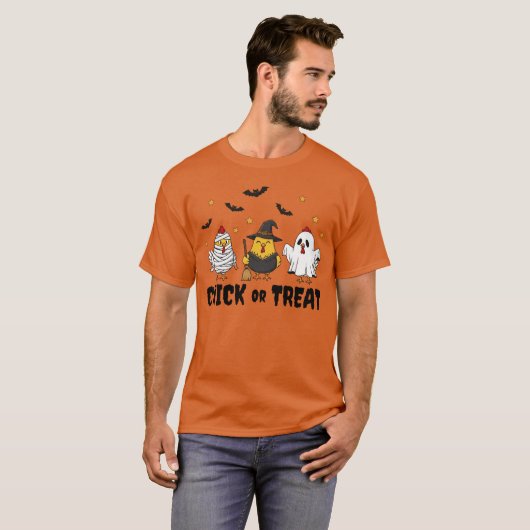 Chick or Treat Funny Chicken Halloween T-shirt (Voorkant volledig)