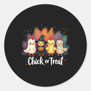 Chick or Treat Funny Halloween Schattigee Kip Kost Ronde Sticker