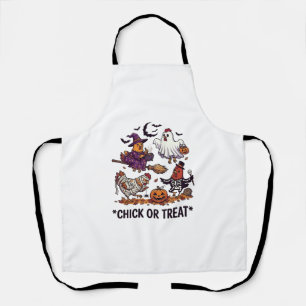Chick Or Treat Haloween Kippen Heks Geest Pompoen Schort