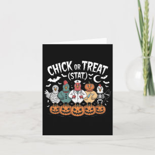 Chick or Treat Nurse Funny Halloween voor kippen Kaart