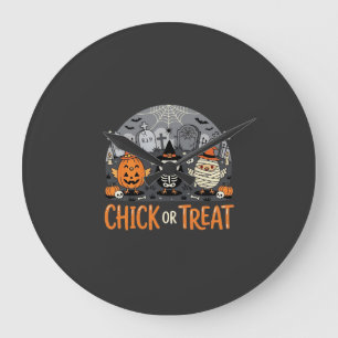 Chick or Treat Schattig Halloween Kerkhof Ontwerp_ Grote Klok