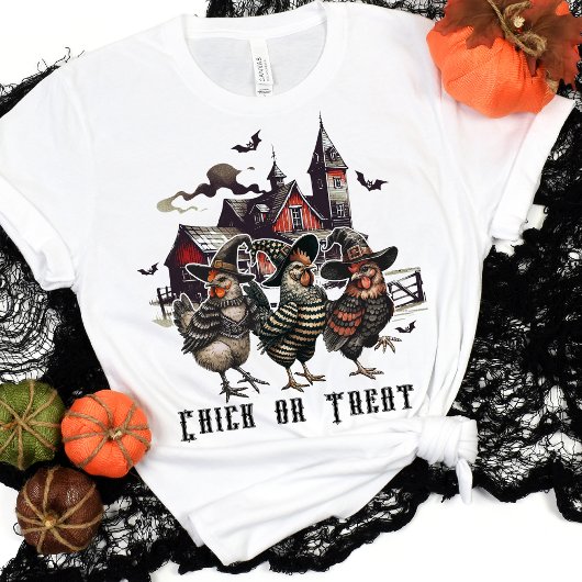 Chick or Treat Spooky Witchy Chicken Retro T-shirt