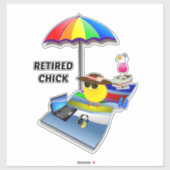 Chick retraité, coloré et mignon, Sticker (Feuille)