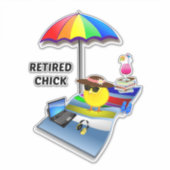 Chick retraité, coloré et mignon, Sticker (Devant)