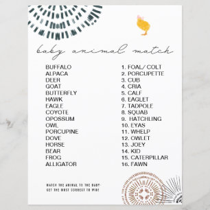 Chick roze Baby shower Animal Match Game
