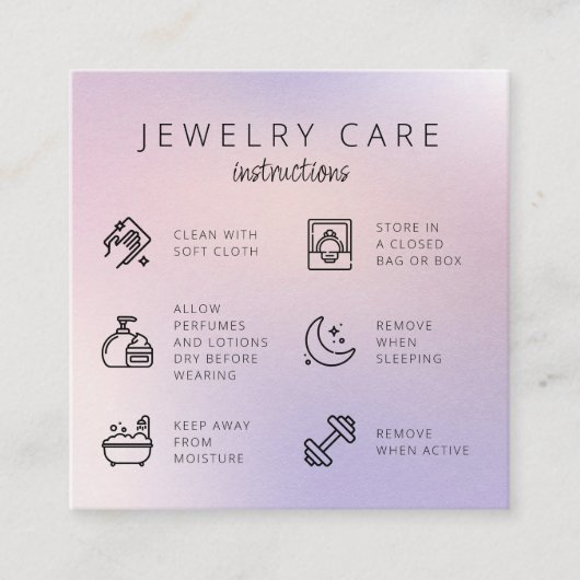 Chick Sieraden Care Instructies Business Bedankt Informatiekaartje (Voorkant)