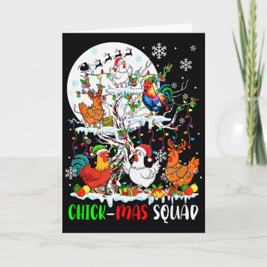 Chick Squad Xmas Group Santa Elf Chickens On Tree Kaart (Voorkant)