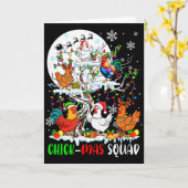 Chick Squad Xmas Group Santa Elf Chickens On Tree Kaart (Gele Bloem)