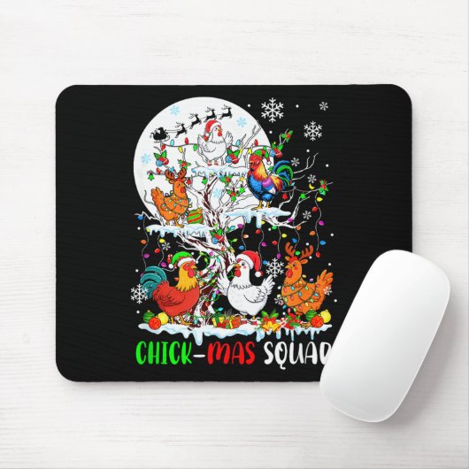Chick Squad Xmas Group Santa Elf Chickens On Tree Muismat (Met muis)