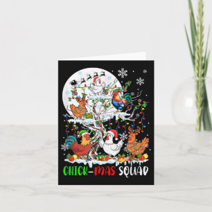 Chick Squad Xmas Group Santa Elf kippen op de boom Kaart
